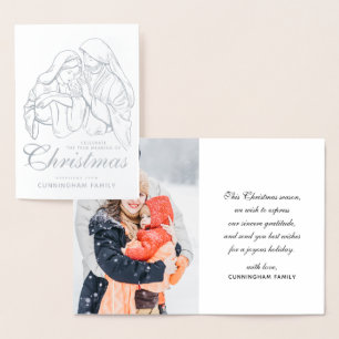 Christian Holy Nativity Christmas Greetings Foil Card