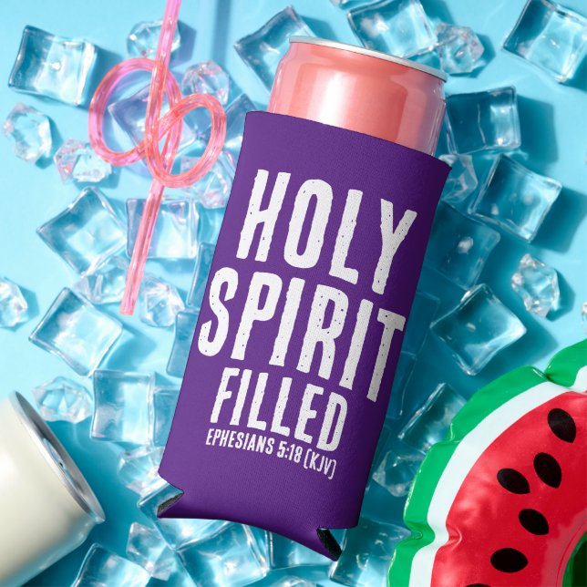 Christian "HOLY SPIRIT Filled" Royal Purple/White Seltzer Can Cooler (In Situ Summer)