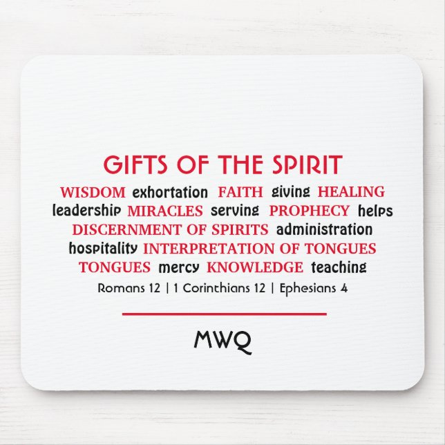 Christian | HOLY SPIRIT GIFTS | Monogram Scripture Mouse Mat (Front)