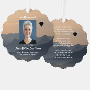 Christian Hot Air Balloon Memorial Keepsake  Tree Decoration Card