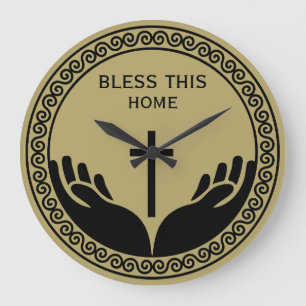Christian House Blessing Large Clock