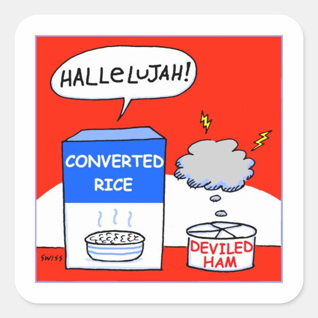 Christian Humour Foodie Cartoon Square Sticker (Front)