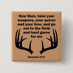 Christian Hunter Hunting Genesis 27:3 15 Cm Square Badge