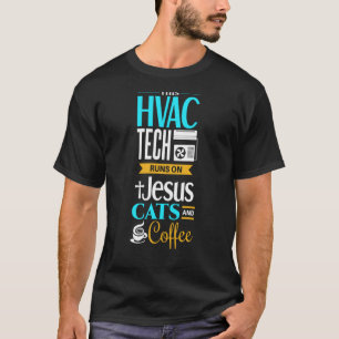 Christian HVAC  Jesus Cat Coffee HVAC Tech T-Shirt