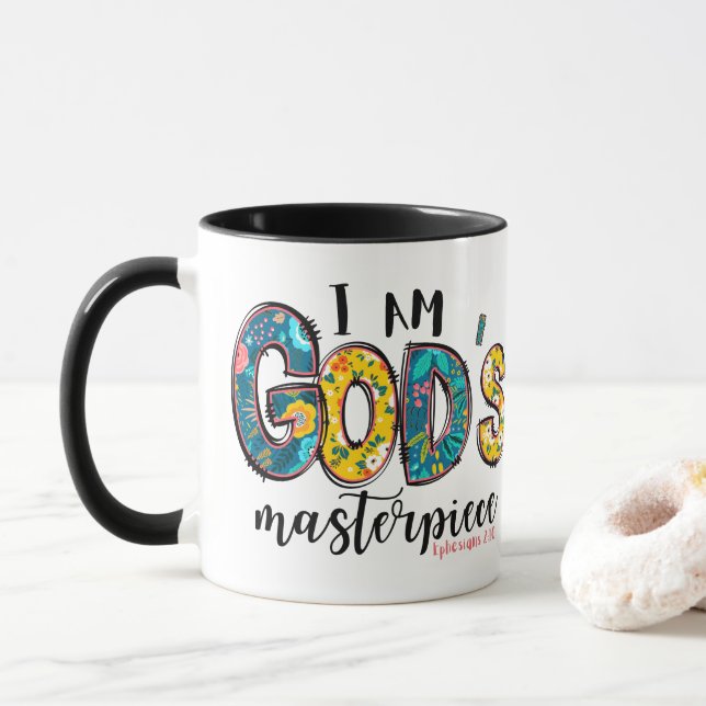 Christian I Am God's Masterpiece Add Name Mug (With Donut)
