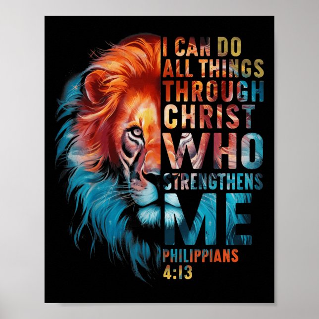 Christian I Can Do All Thing Through Christ Lion F Poster (Front)