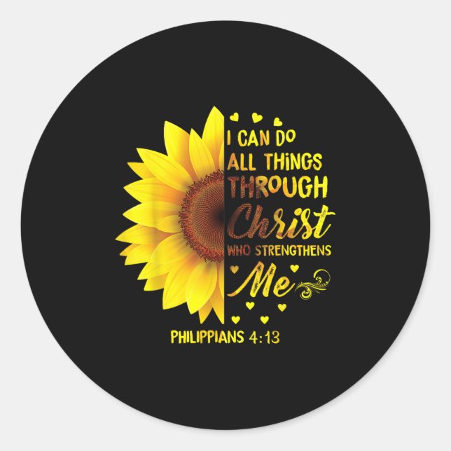 Christian I Can Do All Things Through Christ Bible Classic Round Sticker (Front)