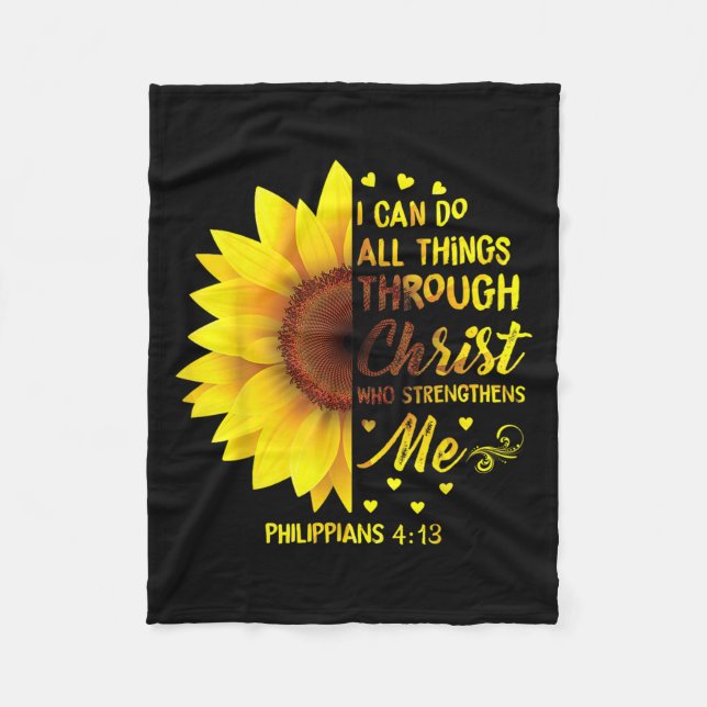 Christian I Can Do All Things Through Christ Bible Fleece Blanket (Front)