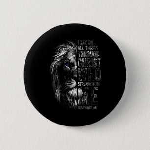 Christian I Can Do All Things Through Christ Lion 6 Cm Round Badge