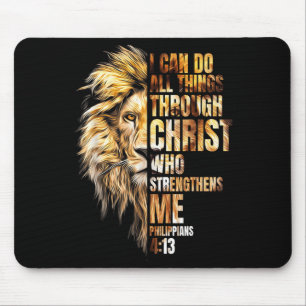 Christian I Can Do All Things Through Christ Lion Mouse Mat