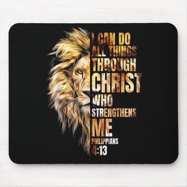 Christian I Can Do All Things Through Christ Lion  Mouse Mat (Front)