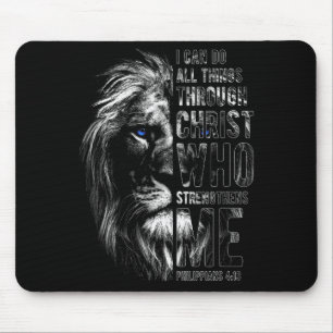 Christian I Can Do All Things Through Christ Lion Mouse Mat