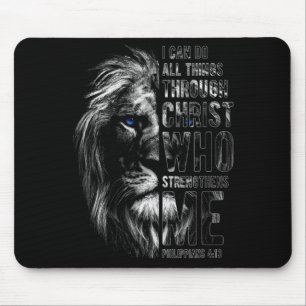 Christian I Can Do All Things Through Christ Lion Mouse Mat