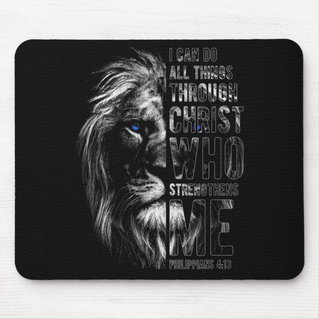 Christian I Can Do All Things Through Christ Lion  Mouse Mat (Front)