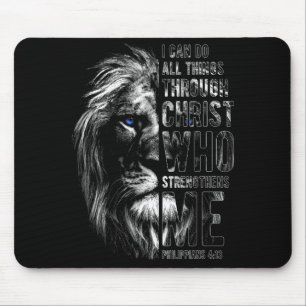 Christian I Can Do All Things Through Christ Lion Mouse Mat