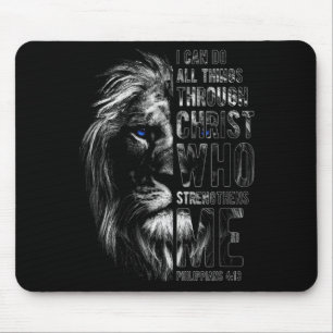Christian I Can Do All Things Through Christ Lion Mouse Mat