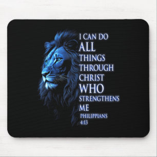 Christian I Can Do All Things Through Christ Lion Mouse Mat