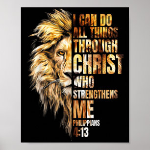 Christian I Can Do All Things Through Christ Lion Poster