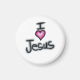Christian I Heart Jesus I Love Jesus White  Magnet