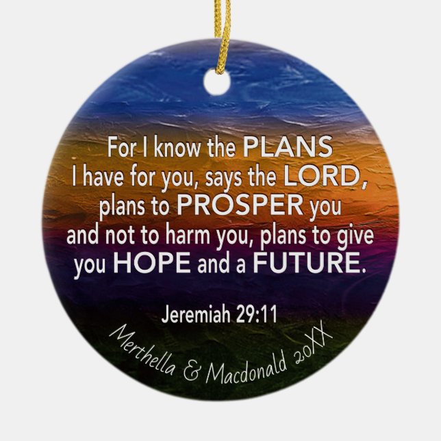 Christian | I KNOW THE PLANS | Jeremiah 29:11 Ceramic Tree Decoration (Front)