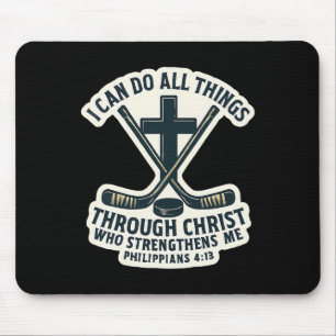 Christian Ice Hockey Bible Verse Quote Philippians Mouse Mat