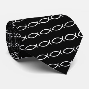 Christian Ichthys Jesus Fish Black Tie