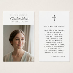 Christian In Loving Memory Memorial Prayer Card 