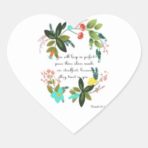 Christian inspirational Art - Isaiah 26:3 Heart Sticker
