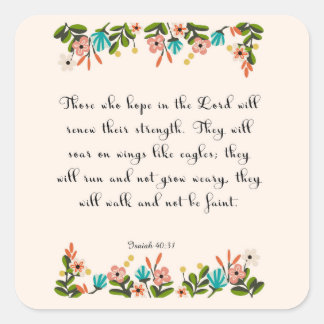 Christian inspirational Art - Isaiah 40:31 Square Sticker
