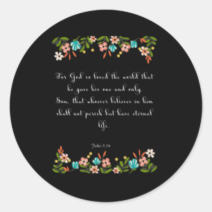 Christian Inspirational Art - John 3:16 Classic Round Sticker