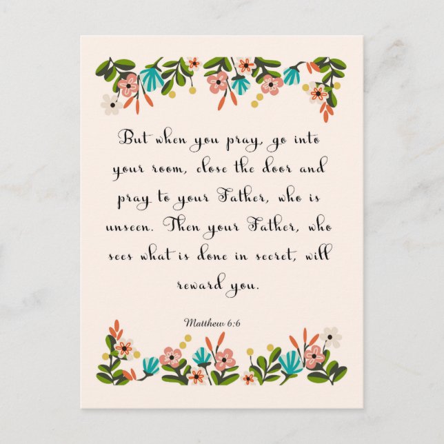 Christian inspirational Art - Matthew 6:6 Postcard (Front)