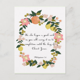 Christian inspirational Art - Philippians 1:6 Postcard