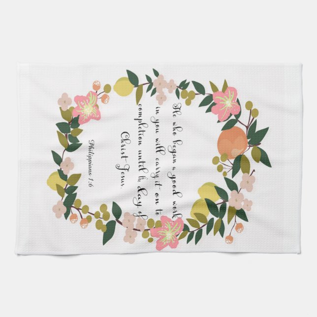 Christian inspirational Art - Philippians 1:6 Tea Towel (Horizontal)