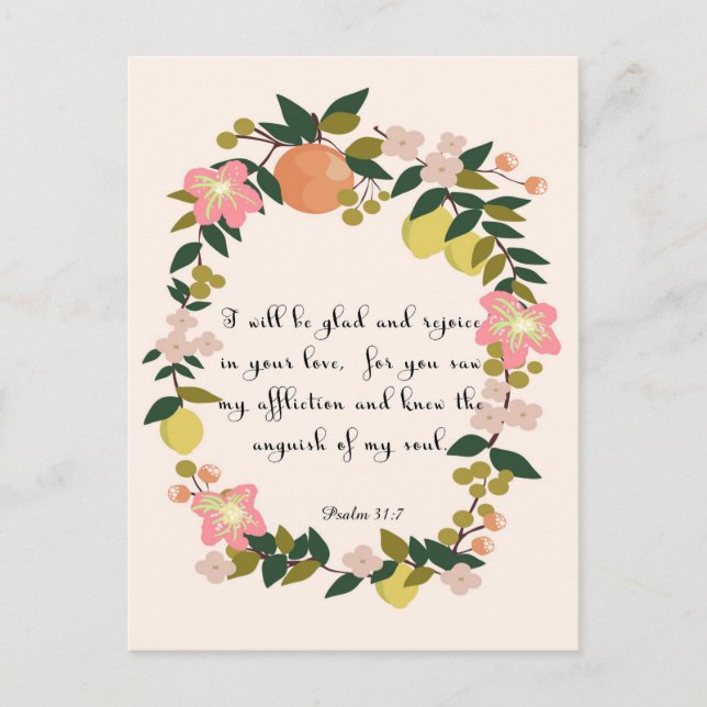 Christian inspirational Art - Psalm 31:7 Postcard (Front)