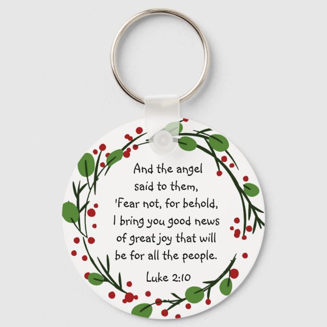 Christian Inspirational Christmas Scripture Keycha Key Ring (Front)