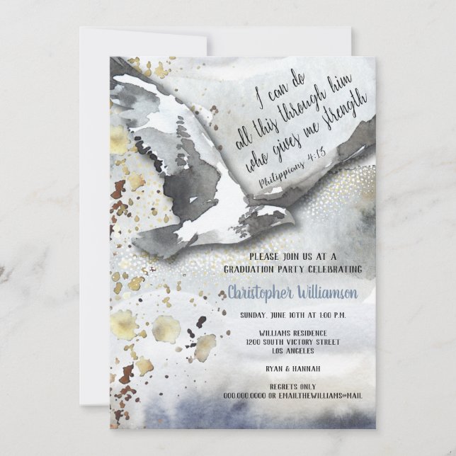 Christian Inspirational Eagle Graduation Party Invitation (Front)