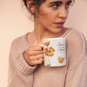 Christian Inspirational Orange Poppy Grace Coffee Mug