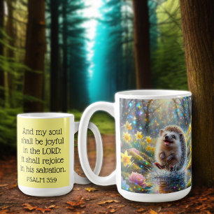 Christian Inspirational Psalms Whimsical Hedgehog  Coffee Mug