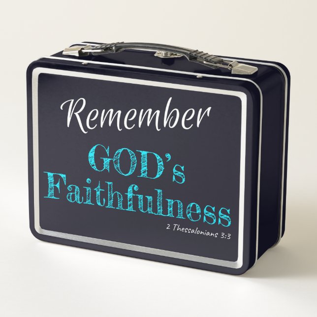 Christian Inspirational Remember GODs Faithfulness Metal Lunch Box (Back)