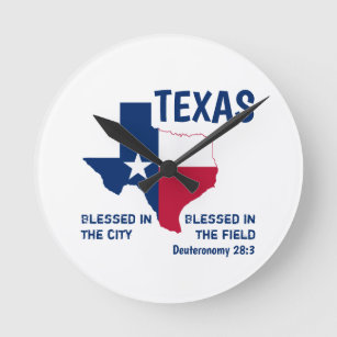 Christian Inspirational TEXAS Scripture Blessed Round Clock