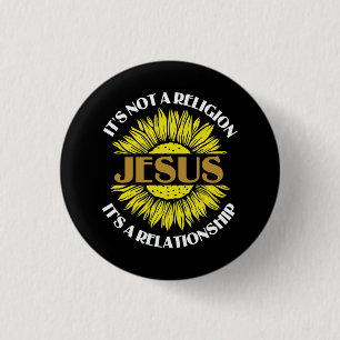 Christian Is Not A Religion Jesus Sunflower 3 Cm Round Badge
