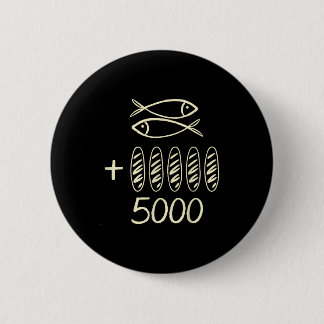 Christian jesus 2 fishes 5 breads feeds 5000 men 6 cm round badge