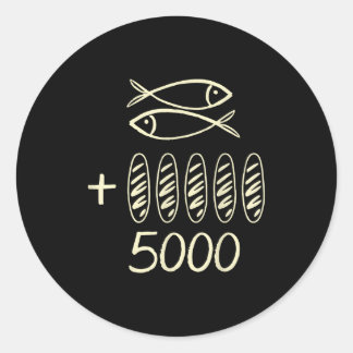 Christian jesus 2 fishes 5 breads feeds 5000 men classic round sticker