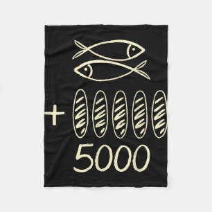 Christian jesus 2 fishes 5 breads feeds 5000 men fleece blanket