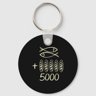 Christian jesus 2 fishes 5 breads feeds 5000 men key ring
