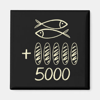 Christian jesus 2 fishes 5 breads feeds 5000 men magnet