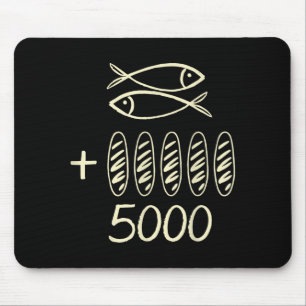 Christian jesus 2 fishes 5 breads feeds 5000 men mouse mat