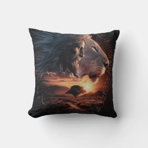 Christian Jesus And The Noble Lion Throw Pillow