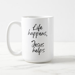 Christian Jesus Black Script Typography Minimalist Coffee Mug