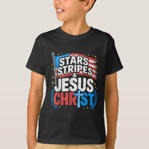 Christian Jesus Christ Stars Stripes 4th Of July U T-Shirt